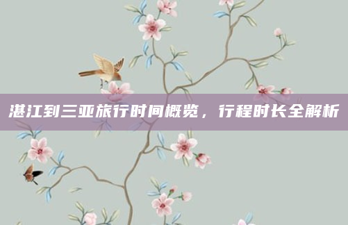 湛江到三亚旅行时间概览，行程时长全解析