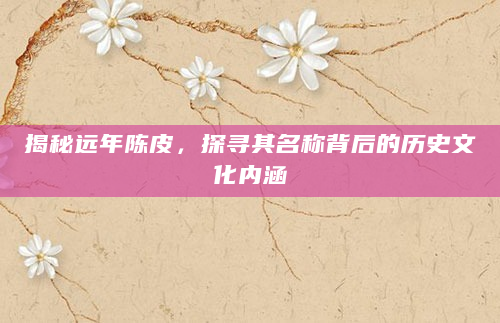 揭秘远年陈皮，探寻其名称背后的历史文化内涵