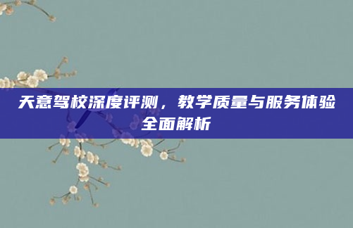 天意驾校深度评测，教学质量与服务体验全面解析