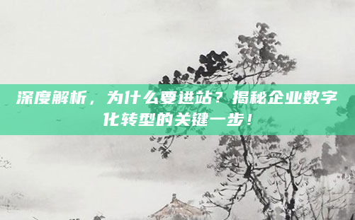 深度解析，为什么要进站？揭秘企业数字化转型的关键一步！
