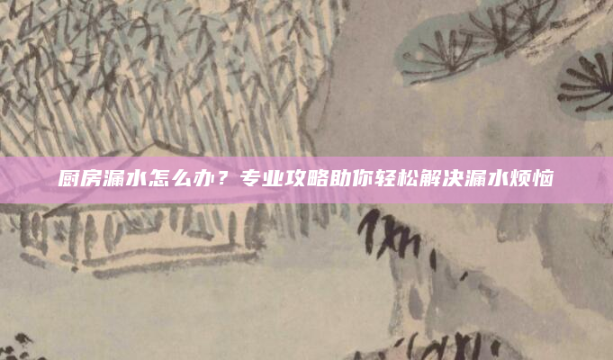 厨房漏水怎么办？专业攻略助你轻松解决漏水烦恼