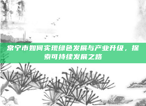 常宁市如何实现绿色发展与产业升级，探索可持续发展之路
