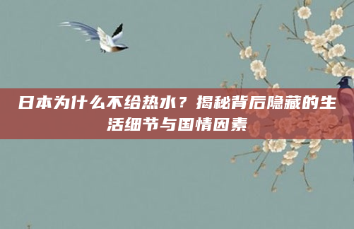 日本为什么不给热水？揭秘背后隐藏的生活细节与国情因素