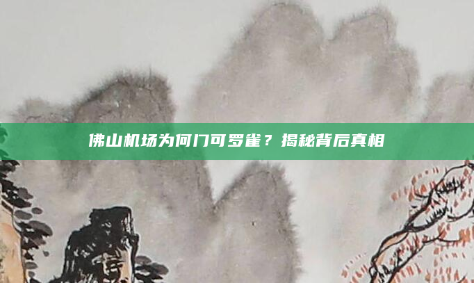 佛山机场为何门可罗雀？揭秘背后真相
