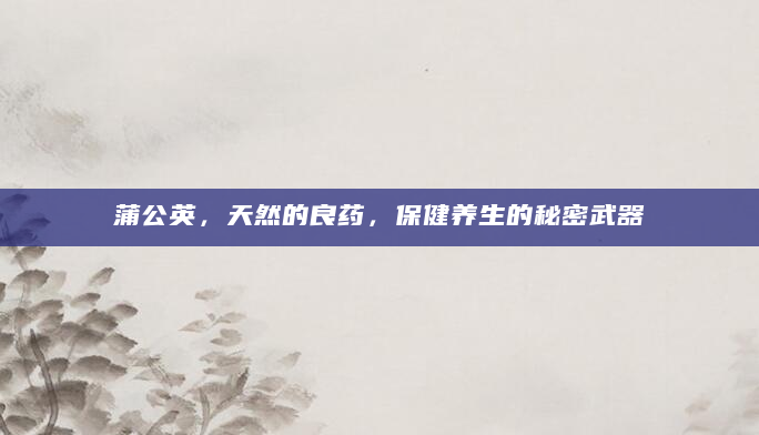 蒲公英，天然的良药，保健养生的秘密武器