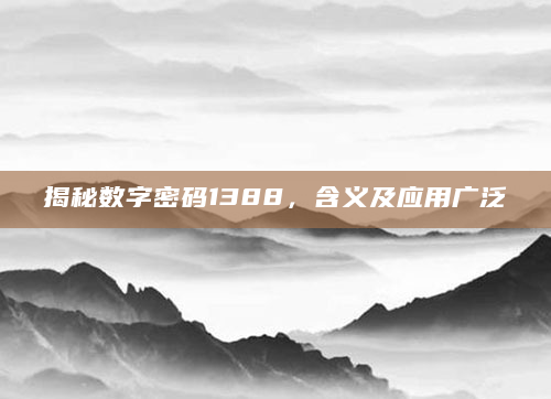 揭秘数字密码1388，含义及应用广泛