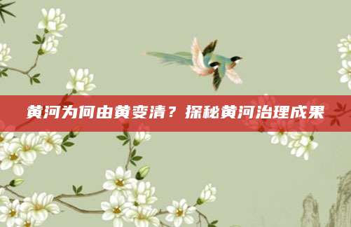 黄河为何由黄变清？探秘黄河治理成果