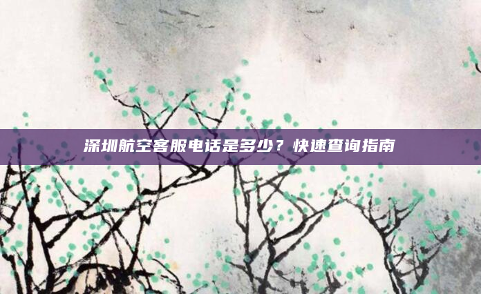 深圳航空客服电话是多少？快速查询指南