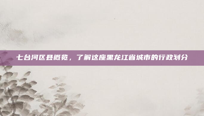 七台河区县概览，了解这座黑龙江省城市的行政划分