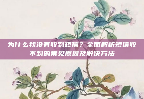 为什么我没有收到短信？全面解析短信收不到的常见原因及解决方法
