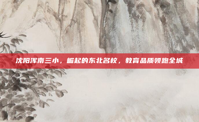 沈阳浑南三小，崛起的东北名校，教育品质领跑全城
