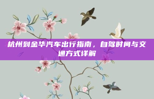 杭州到金华汽车出行指南，自驾时间与交通方式详解