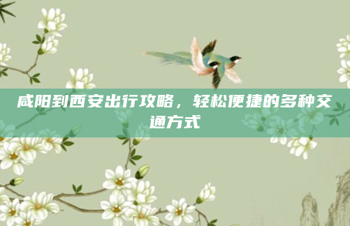 咸阳到西安出行攻略，轻松便捷的多种交通方式