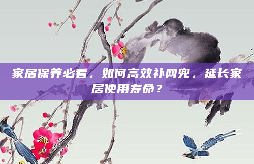 家居保养必看，如何高效补网兜，延长家居使用寿命？