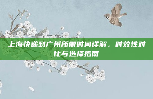 上海快递到广州所需时间详解，时效性对比与选择指南