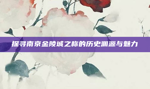 探寻南京金陵城之称的历史渊源与魅力