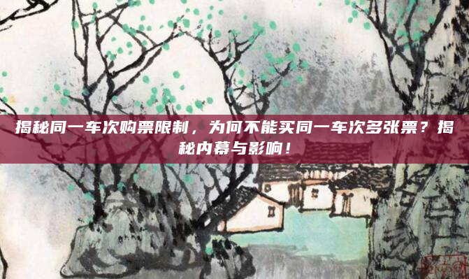 揭秘同一车次购票限制，为何不能买同一车次多张票？揭秘内幕与影响！
