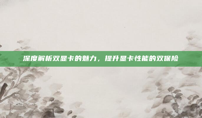深度解析双显卡的魅力，提升显卡性能的双保险