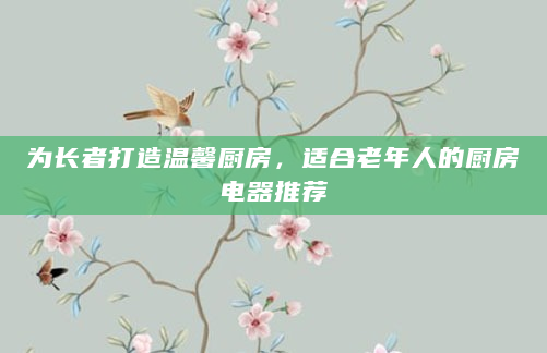 为长者打造温馨厨房，适合老年人的厨房电器推荐