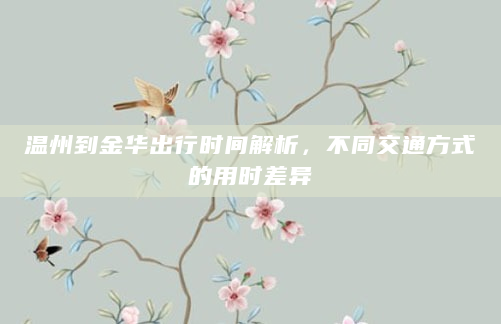 温州到金华出行时间解析，不同交通方式的用时差异