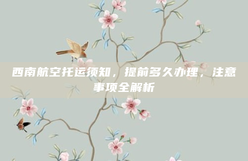 西南航空托运须知，提前多久办理，注意事项全解析