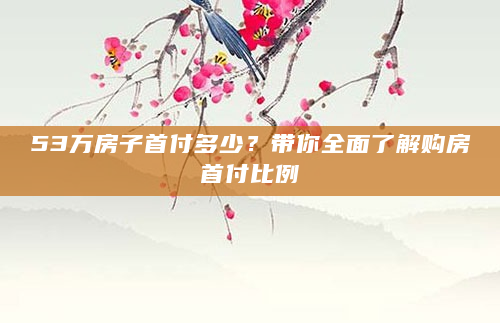 53万房子首付多少？带你全面了解购房首付比例