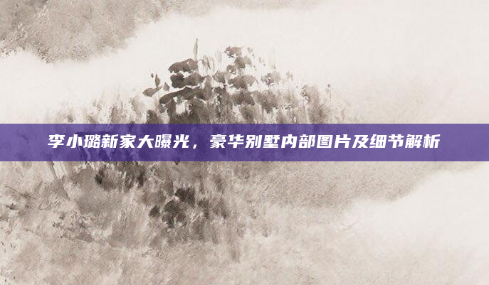 李小璐新家大曝光，豪华别墅内部图片及细节解析