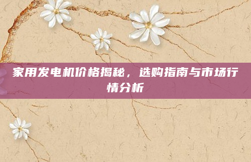 家用发电机价格揭秘，选购指南与市场行情分析