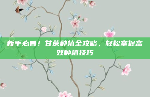新手必看！甘蔗种植全攻略，轻松掌握高效种植技巧