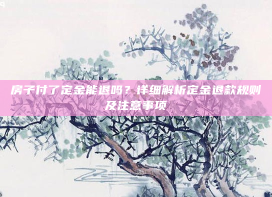 房子付了定金能退吗？详细解析定金退款规则及注意事项