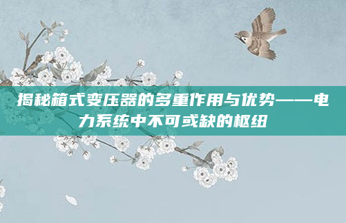 揭秘箱式变压器的多重作用与优势——电力系统中不可或缺的枢纽