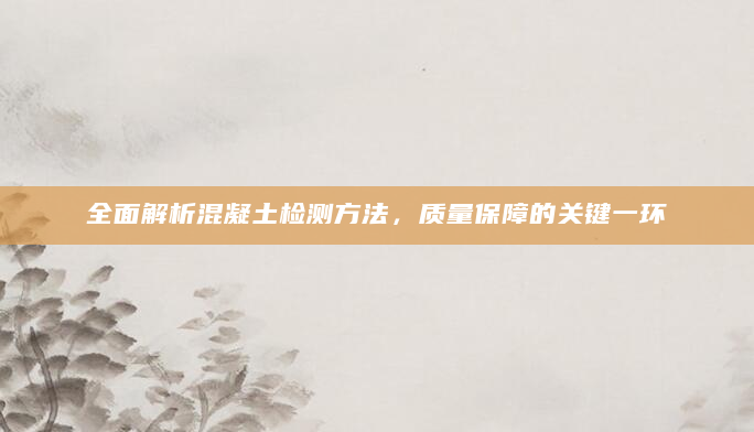 全面解析混凝土检测方法，质量保障的关键一环