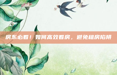 房东必看！如何高效看房，避免租房陷阱