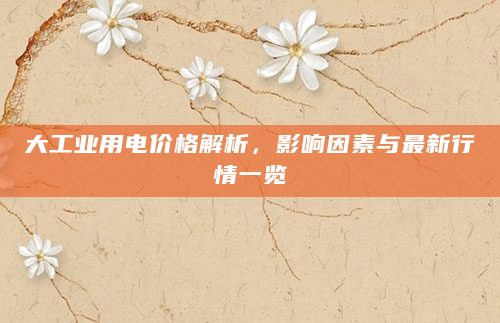 大工业用电价格解析，影响因素与最新行情一览