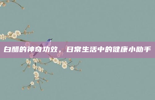 白醋的神奇功效，日常生活中的健康小助手