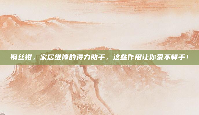 钢丝钳，家居维修的得力助手，这些作用让你爱不释手！