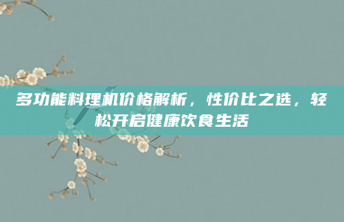 多功能料理机价格解析，性价比之选，轻松开启健康饮食生活