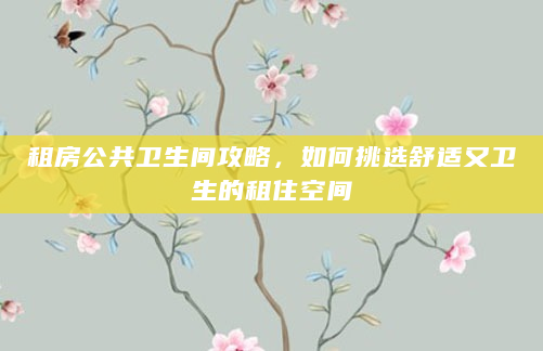 租房公共卫生间攻略，如何挑选舒适又卫生的租住空间