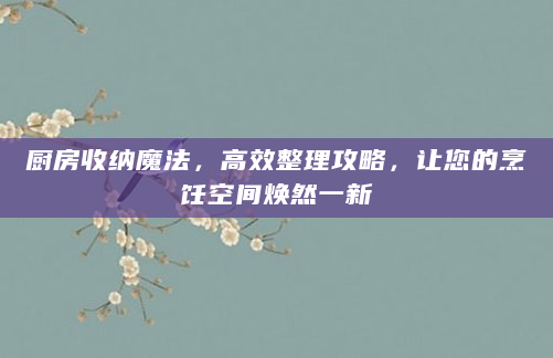 厨房收纳魔法，高效整理攻略，让您的烹饪空间焕然一新