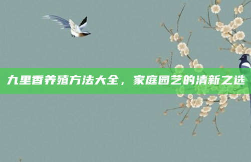 九里香养殖方法大全，家庭园艺的清新之选
