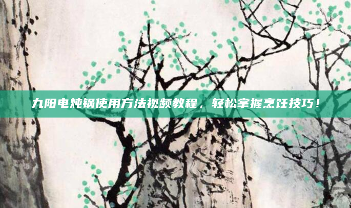 九阳电炖锅使用方法视频教程，轻松掌握烹饪技巧！