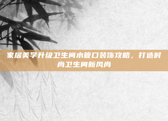 家居美学升级卫生间水管口装饰攻略，打造时尚卫生间新风尚
