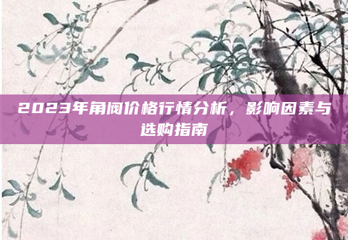 2023年角阀价格行情分析，影响因素与选购指南