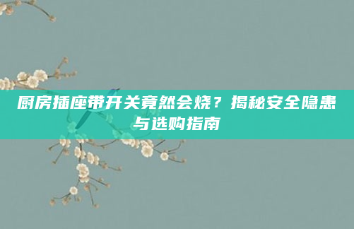 厨房插座带开关竟然会烧？揭秘安全隐患与选购指南