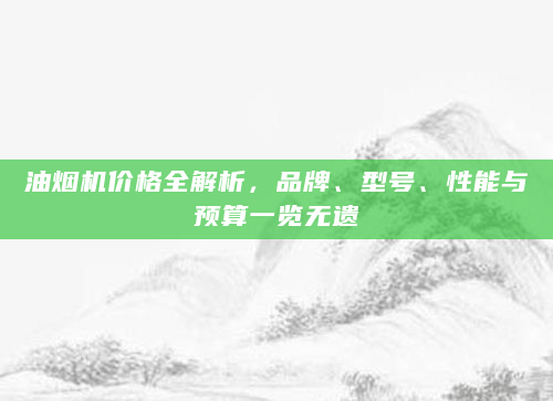 油烟机价格全解析，品牌、型号、性能与预算一览无遗