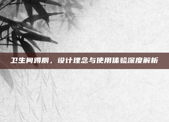 卫生间蹲厕，设计理念与使用体验深度解析
