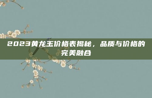 2023黄龙玉价格表揭秘，品质与价格的完美融合