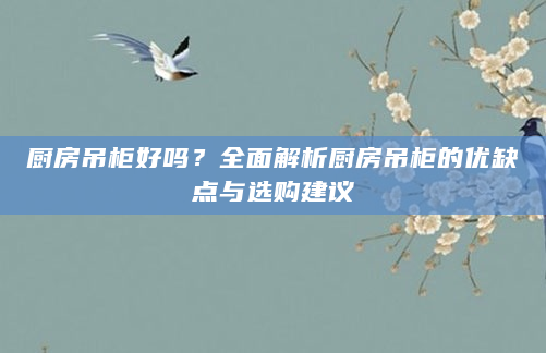 厨房吊柜好吗？全面解析厨房吊柜的优缺点与选购建议