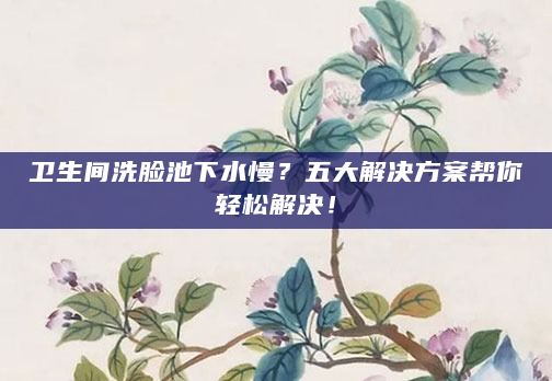 卫生间洗脸池下水慢？五大解决方案帮你轻松解决！