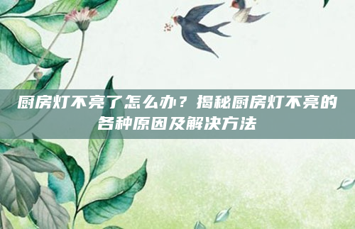 厨房灯不亮了怎么办？揭秘厨房灯不亮的各种原因及解决方法